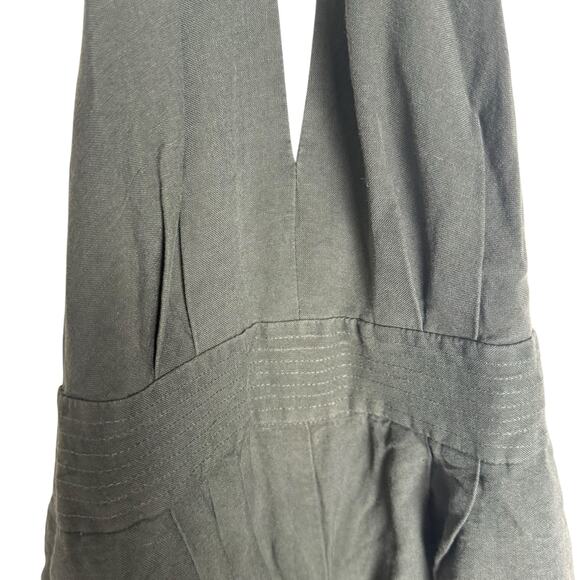Adam Lippes Sage Green Linen Wide Leg Plunge Halter Open Back Jumpsuit Size 4 - Picture 9 of 15